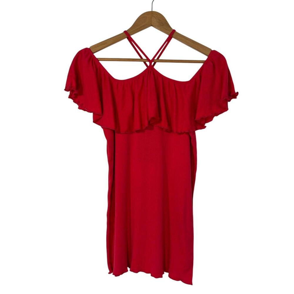 Chaser Women’s Size Medium Red Halter Off the Shoulder Lightweight Knit Top New
